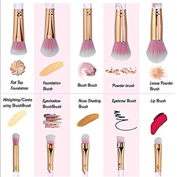 ✨HP ✨ 10 piece Pink Marble Makeup Brush Set - Picture 4 of 6
